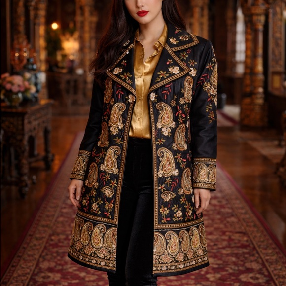 Johnny Was Biya extremely heavily embroidered silk coat - Picture 10 of 16